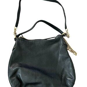 Henri Bendel Womens Shoulder Bag Small Black Soft Leather Zip Top